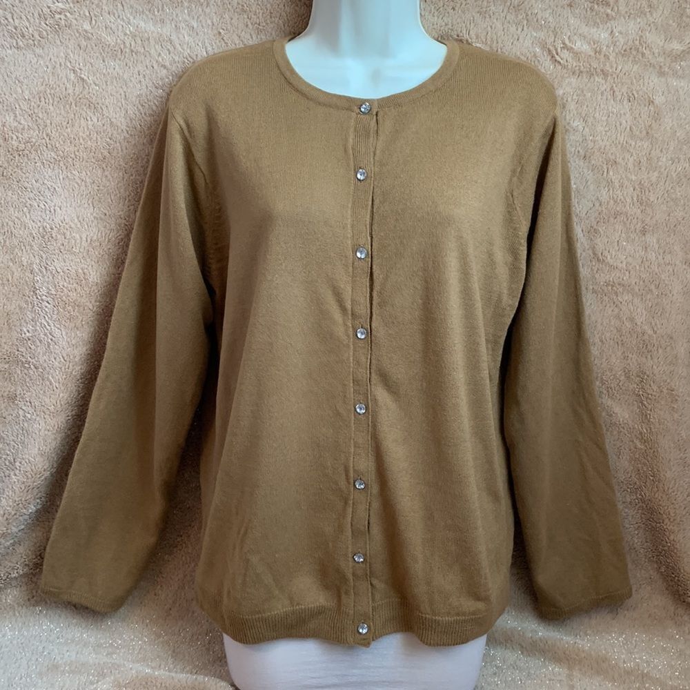 Susan Graver Style QVC Lined Sweater Top Button Down Cardigan M Brown - Picture 2 of 11